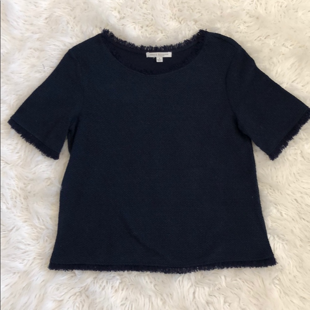 Navy fringe ends blouse